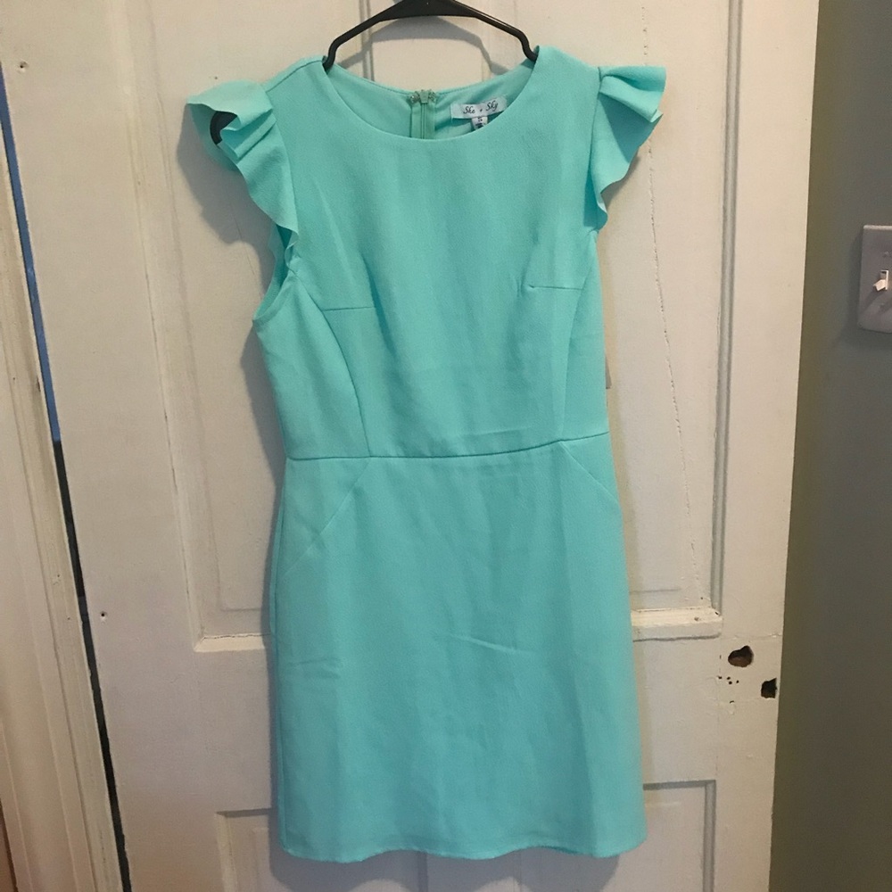 She + Sky Teal Dress Size S NWT